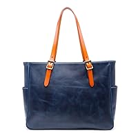 Tote Bag, Shoulder Bag, 2-Way Men's, Business, Genuine Leather, Nume Leather, Tochigi Leather, Handmade, Zipper, A4, Adjustable, Navy Blue, blue (navy blue)