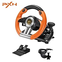 PXN Xbox Steering Wheel V3II 180° PC Gaming Racing Wheel Driving Wheel, with Linear Pedals and Racing Paddles for PC, PS4, Xbox One, Xbox Series X|S, Nintendo Switch - Orange