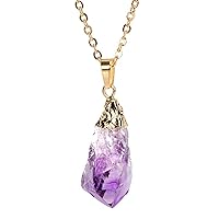 1pc Authentic Sterling Silver Raw Amethyst Citrine Gemstone Necklace 18 inch Healing Crystal Chakra Stone Hypoallergenic Nickel Free Fine Women Jewelry