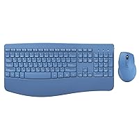 PEIOUS Wireless Keyboard and Mouse - Ergonomic Keyboard and Mouse Combo Full Size Keyboard Cordless with Palm Wrist Rest Ergonomic Mouse Wireless for Windows Computers Laptops - Blue