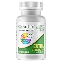 ClearLife Extra Strength Multi-System Allergy Relieving Homeopathic Remedy - 15 Powerful Actives Provide Potent Maximum Congestion, Itchiness & Sinus Pressure Relief - Non-Drowsy - 60 Tablets