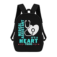 Medical Assistant Heart Durable Adjustable Backpack Casual Travel Hiking Laptop Bag Gift for Men & Women