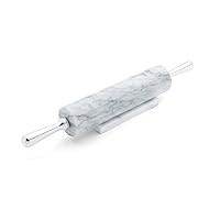 Fox Run 8648 Marble Rolling Pin and Base, 2.5 x 17.5 x 3 inches, White, Aluminum Handles