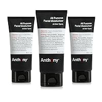 Anthony All-Purpose Facial Moisturizer – Men’s Hydrating Lotion for Dry Skin – Lightweight, Non-Comedogenic, Anti-Aging Formula – 3 Fl Oz - Pack Of 3