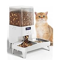 Automatic Cat Feeders, PETEMPO 5L Dog Feeder, Anti-Stuck Design & 10s Meal Call, Programmable Pet Feeder for 1-2 Cats and Dogs, 48 Portion 6 Meal Per Day (Panel Control)