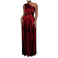 Formal Dresses for Women Sparkly Dress Off Shoulder Sleeveless Smocked Maxi Dress Sexy Gold Dress Plus Size Dress