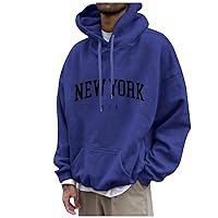 Hoodies For Men Big And Tall Letter Graphic Hoodies Long Sleeve Drawstring Pocket Pullover Vintage Basic Sweatshirt
