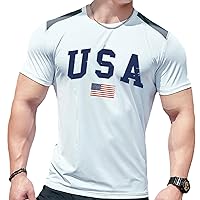 Mens American Flag UAS Letters Print T Shirt Summer Street Trendy Sport Hip Hop Short Sleeve Tshirts Slim Fit Tees