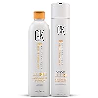 Global Keratin GK Hair Anti Dandruff Shampoo 250ml-Global Keratin GK Hair Moisturizing Conditioner for Color Treated Dry Damage Curly Frizzy Thinning 300ml