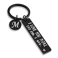 I Love You More Couple Keychain with 26 Initials for Boyfriend Girlfriend Husband Wife Christmas Valentines Day Gifts