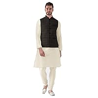Elina fashion Men's Banglori Silk Kurta Pajama Set & Checked Nehru Jacket (Waistcoat) Designer Indian Ethnic Wear