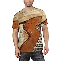 Men's Acoustic Guitar Short Sleeve T-Shirts, Retro Graphic Tee
