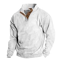 Mens Henley Long Sleeve Shirts Fashion Y2K Clothing Vintage Stand Collar Button Patchwork Pullover Sweatshirts Tops