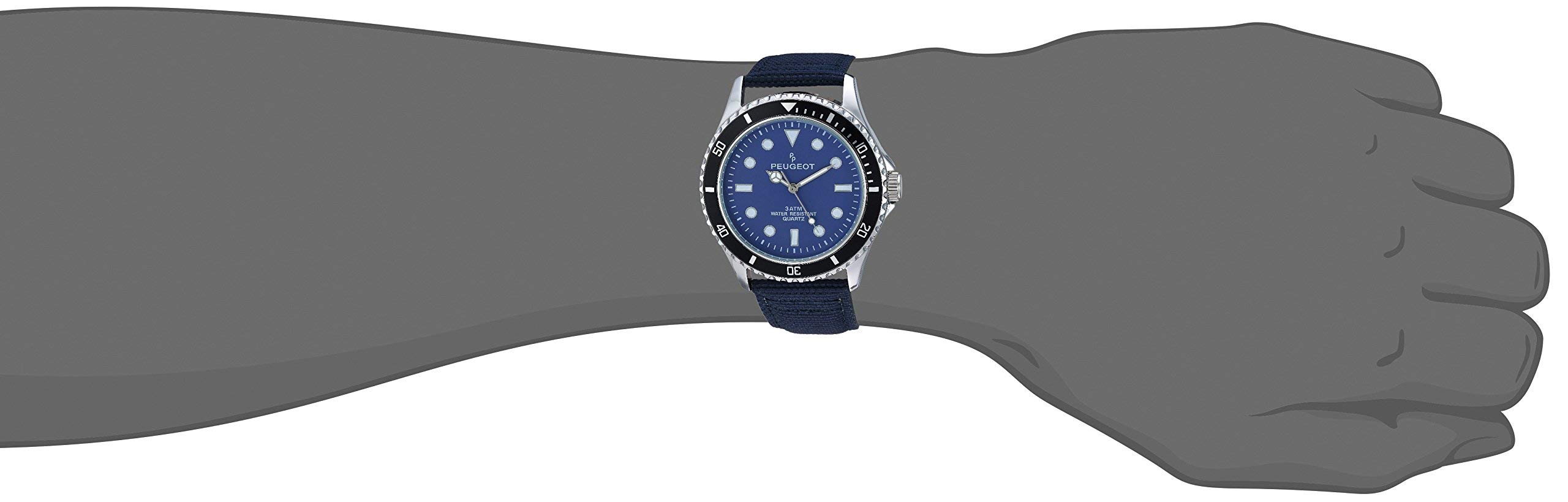 Peugeot Men's Sport Bezel Watch with Black Canvas Wrist Band