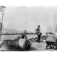 Haiti Port-Au-Prince Na Group Of Pottery Merchants Selling Goods On The Pier Of Port-Au-Prince Haiti Photograph C1901 Poster Print by (24 x 36)