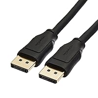 Amazon Basics DisplayPort 1.4 Cable, 32.4Gbps High-Speed, 8K@60Hz, 4K@120Hz, Dynamic HDR and 3D, Gold-Plated Plugs, 6 Foot, Black