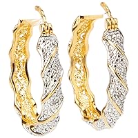 Amazon Essentials Plated Bronze Diamond Accent Twisted Hoop Earrings (previously Amazon Collection)