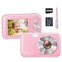 Digital Camera, Kids Camera with 32GB Card, FHD 1080P 44MP Cameras for Photography, 16X Zoom Point and Shoot Cameras Rechargeable Cameras for Kids