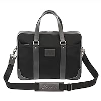 Executive Slim Business Briefcase Laptop Bag Shoulder Bag with Handle and Shoulder Strap (Midnight Black)
