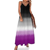 Asexual Pride Flag LGBTQ Women's Long Dress V Neck Sleeveless Beach Dresses Maxi Long Dress