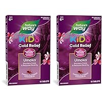 Cold Relief for Kids 6+, Umcka, Shortens Duration & Reduces Severity, Multi-Symptom Cold Relief, Homeopathic, Phenylephrine Free, Cherry Flavored, 10 Chewable Tablets (Packaging May Vary)