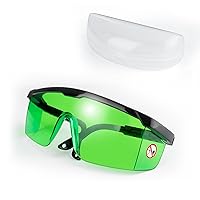 Prexiso Green Laser Enhancement Glasses - Adjustable Temple Goggles, Eye Protection Safety Glasses for Green Multi-Line Laser Level Tools with Case - NOT Laser Safety Glasses