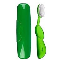 RADIUS Toothbrush Original Big Brush BPA Free and ADA Accepted - Right Hand - Green Brush with Green Case