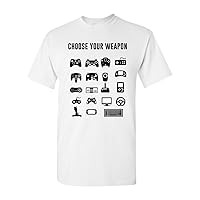 New Choose Your Weapon Controller Gamer Nerd Geek Funny DT Adult T-Shirt Tee
