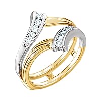 14k White Gold and Yellow Gold Size 6 Polished 0.25 Dwt Diamond Ring Guard Jewelry for Women