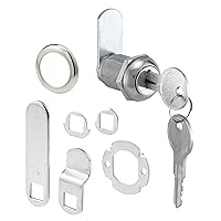 U 9943 Diecast Drawer and Cabinet Lock – 3 Cams, Trim Collar, 2 Washers, 2 Keys and Fasteners – 7/8 In. Length for 9/16 In. Max Panel Thickness, Stainless Steel (1 Set)