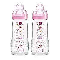MAM Easy Active Baby Bottle 11oz, Easy Switch Between Breast and Bottle, Easy to Clean, 4+ Months, Girl