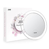 JMH 20X Magnifying Mirror with 3 Suction Cups for Easy Mounting– Use for Makeup Application - Tweezing – and Blackhead/Blemish Removal, 6 Inch