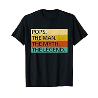 Mens POPS THE MAN THE MYTH THE LEGEND Father's Day Retro T-Shirt