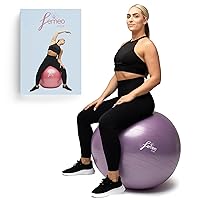 Femeo® Yoga Ball for Exercise, Stability, Pregnancy Pilates & Birthing | 100 Page Book | Over 50 Workout Exercises | Anti Burst