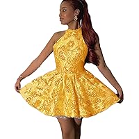 High Neck Glitter Ruched Short Prom Party Gown 2024 Sequined Tiered Homecoming Dress Open Back
