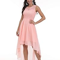 Hi Low Bridesmaid Dresses for Wedding Guest Lace Splicing Sleeveless Party Dress Women Ruffle Formal Cocktail Dress