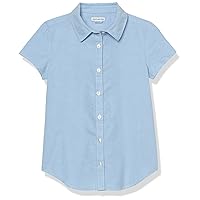 Amazon Essentials Girls' Uniform Classic Fit Short-Sleeve Oxford Shirt