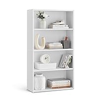 VASAGLE Bookshelf, 23.6 Inches Wide, 4-Tier Open Bookcase with Adjustable Storage Shelves, Floor Standing Unit, Cloud White ULBC164T14