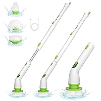 Afoddon Electric Spin Scrubber Cordless Power Shower Bathroom Scrub Brush with 3 Replaceable Cleaning Heads for Floor/Tile/Bathtub, Spin Scrubber with 2 Speed Modes, 50.5''Long Handle, IPX8 Waterproof
