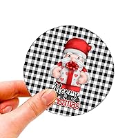 100 Pcs Christmas Stickers Christmas Gift Tags Black And White Buffalo Plaid Santa Claus Stickers Christmas Decorations Stickers for Water Bottles Laptop Envelope Seals Goodie Bags Christmas Party Dec