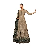 Beige Punjabi Wedding Dress Woman Heavy Anarkali Gown Salwar Kameez 3972