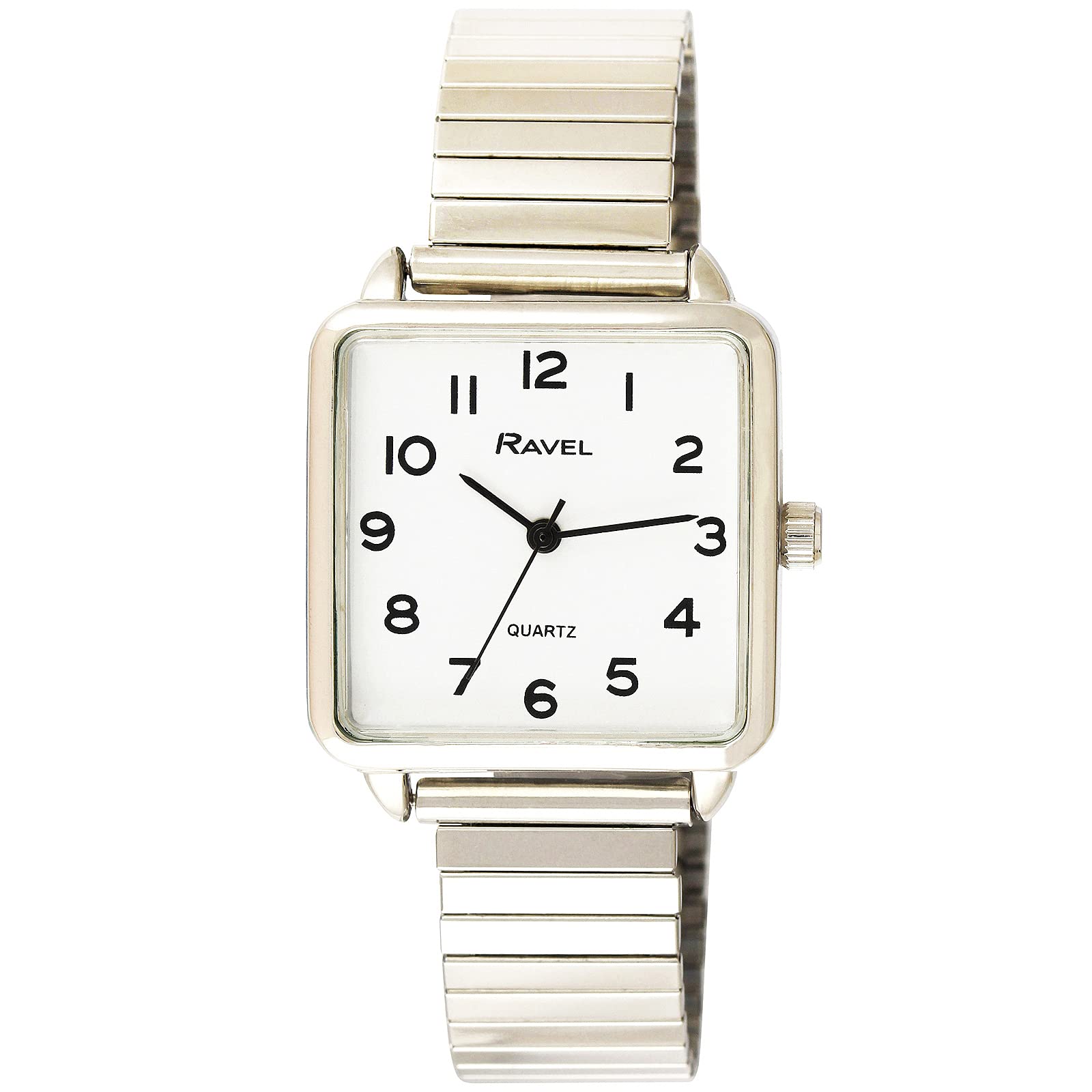 Ravel Women's Classic Square Everyday Watch with Clear Numbers