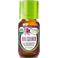 Oils - 0.33 oz Rose Geranium Essential Oil Organic, Pure, Undiluted Rose Geranium Oil for Hair Diffuser Skin - 10ml