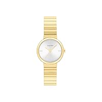 Calvin Klein Unisex Precise Watch, 3 Hand, Gold Plated Bracelet, Mini Case Size, Adorned with Crystal, Modern Design for Everyday Wear, (Model:25200416)
