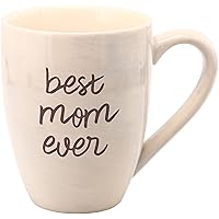 Pavilion Gift Company Best Mom Ever Tan and Purple Large 20 oz Ceramic Coffee Mug Tea Cup, Beige