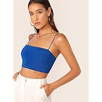 Women's Tops Sexy Tops for Women Shirts Form-Fitting Cropped Cami Top Shirts for Women (Color : Royal Blue, Size : X-Small)