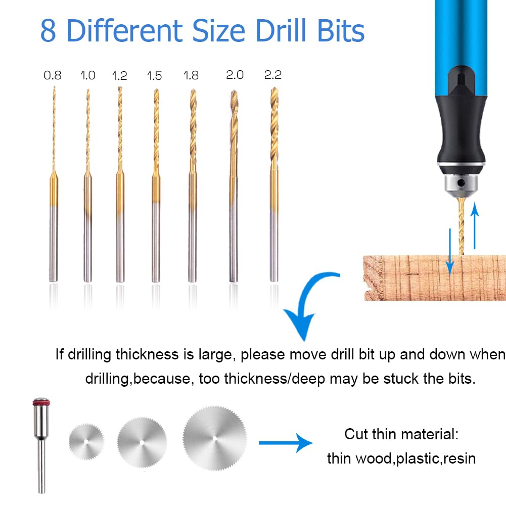 3-Speed Cordless Mini Drill Pen With 8 Small Drill Bits,Rechargeable Electric Hand Drill Pin Vise,Resin Drill Set For Jewelry Making,Resin,Plastic,Wood,Keychains DIY