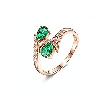 Beydodo Eheringe 750 Gold Tropfen Smaragd 0.6ct Verlobung Ringe für Damen Diamant