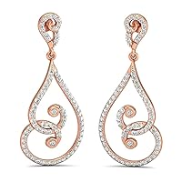 VVS Twisted Drop Style Diamond Earrings 1.46 Ctw Natural Diamond With 18K White/Yellow/Rose Gold Earrings With VVS Certificate