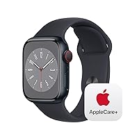 Apple Watch Series 8 [GPS + Cellular 41mm] Smart Watch w/ Midnight Aluminum Case with Midnight Sport Band - S/M with AppleCare+ (2 Years)